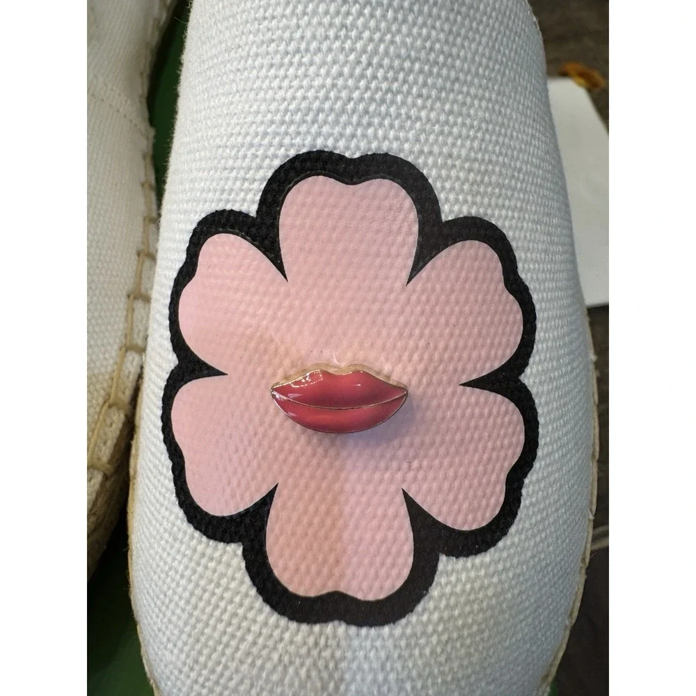 $148 Kate Spade Gavyn Optic White Peony‎ Shoes Espadrille Flats Size 10 M